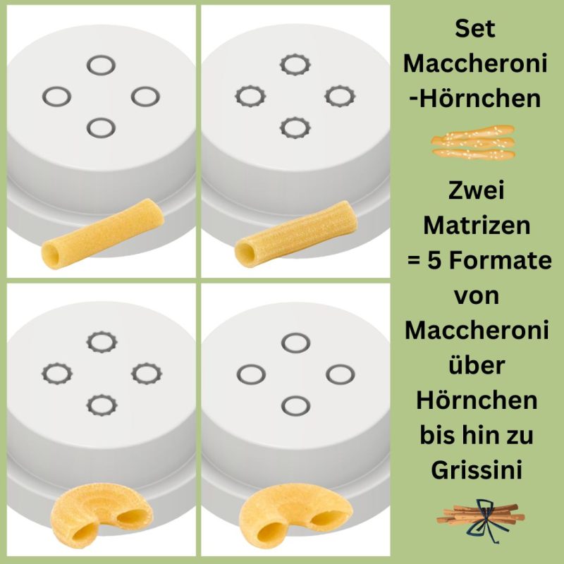 set (pom für philips pastamaker avance / 7000er): matrizen maccheroni hörnchen 2 matrizen 5 formate